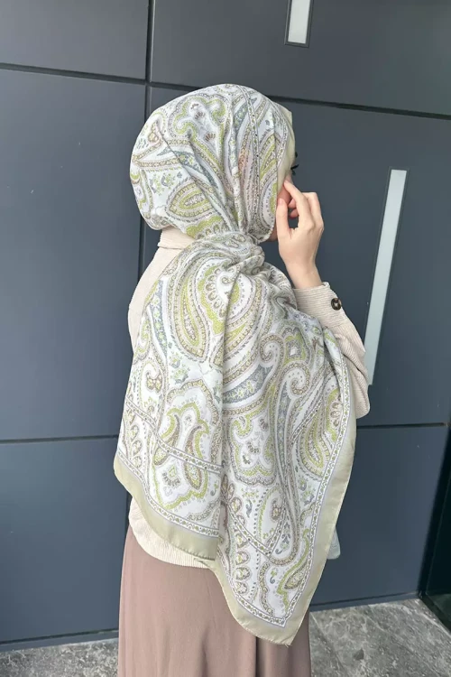 Historical Victorian Desen Şal - Açık Yeşil 