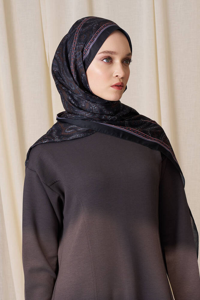 Historical Victorian Desen Şal - Antrasit - 1