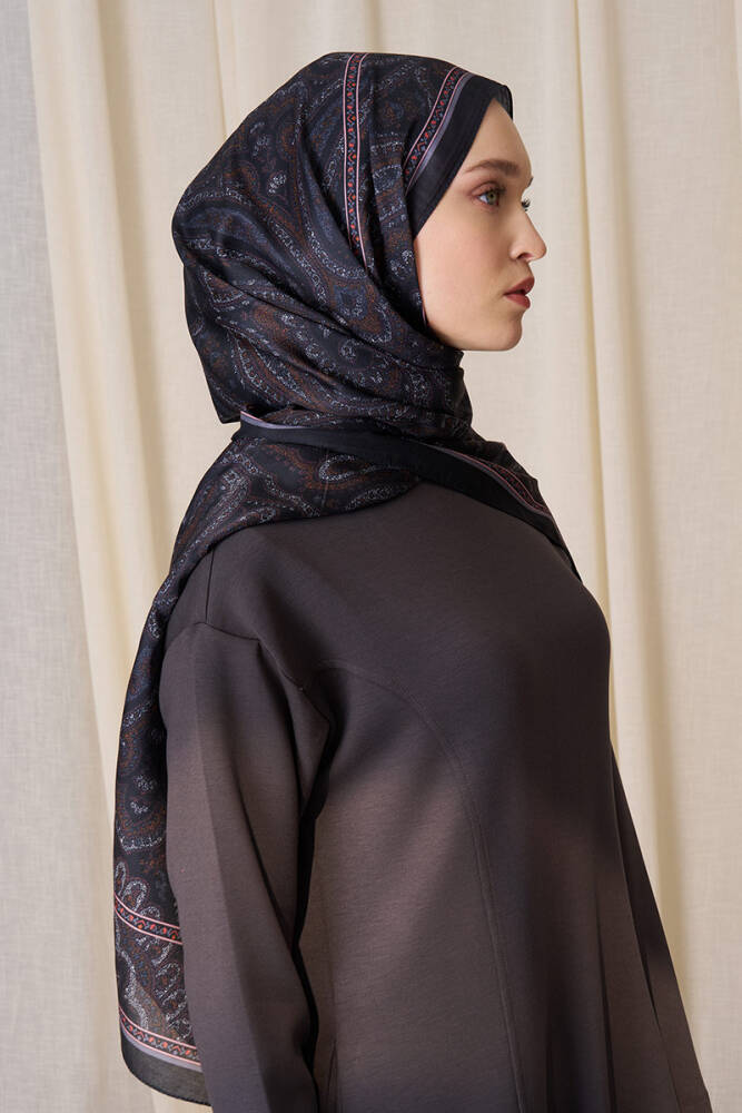 Historical Victorian Desen Şal - Antrasit - 3