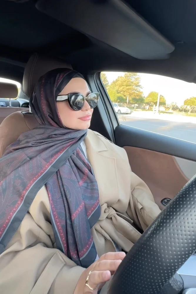 Historical Victorian Desen Şal - Bordo / Siyah - 2