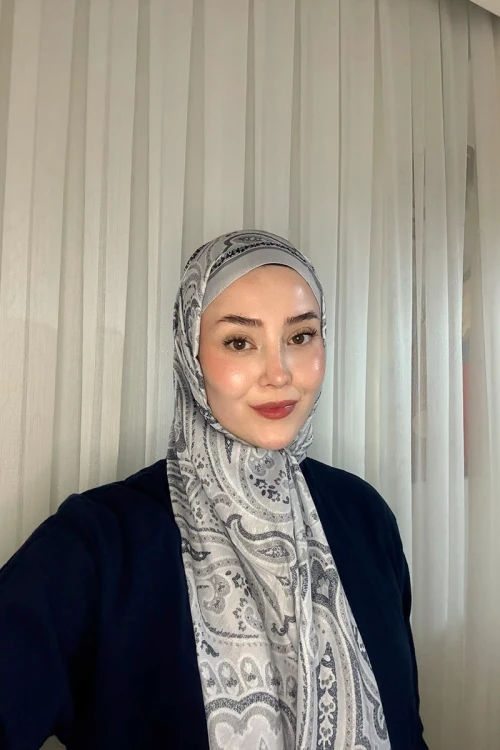 Historical Victorian Desen Şal - Gri 