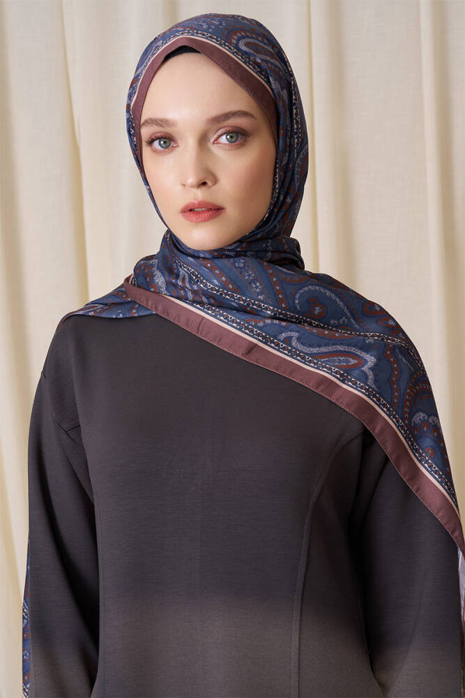 Historical Victorian Desen Şal - Petrol - 3