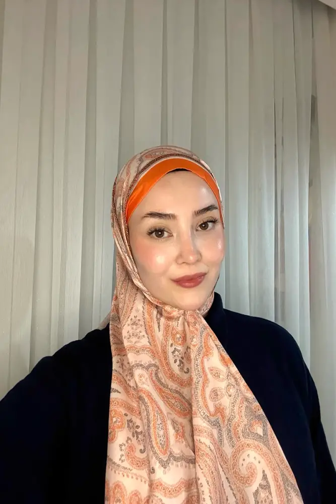 Historical Victorian Desen Şal - Turuncu - 1