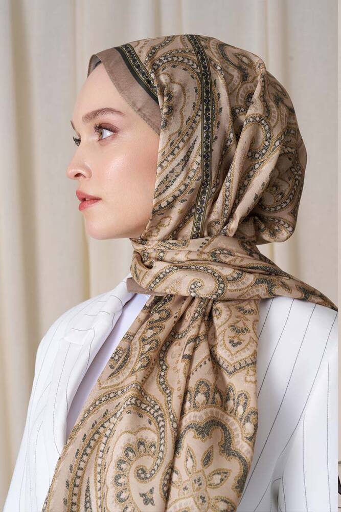 Historical Victorian Desen Şal - Yağ Yeşili - 5