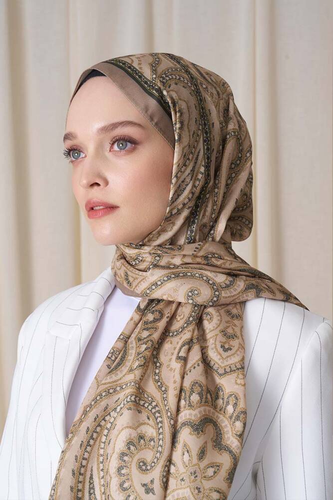 Historical Victorian Desen Şal - Yağ Yeşili - 4