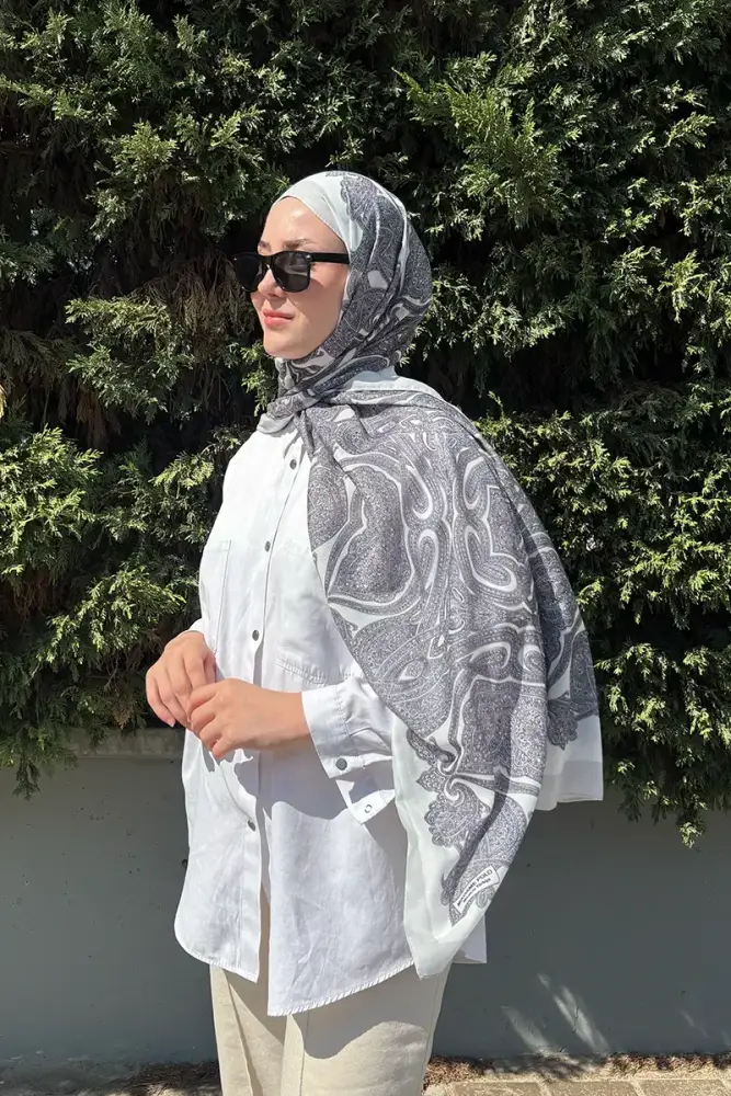 Hyper Retro Desen Şal - Gri - 2