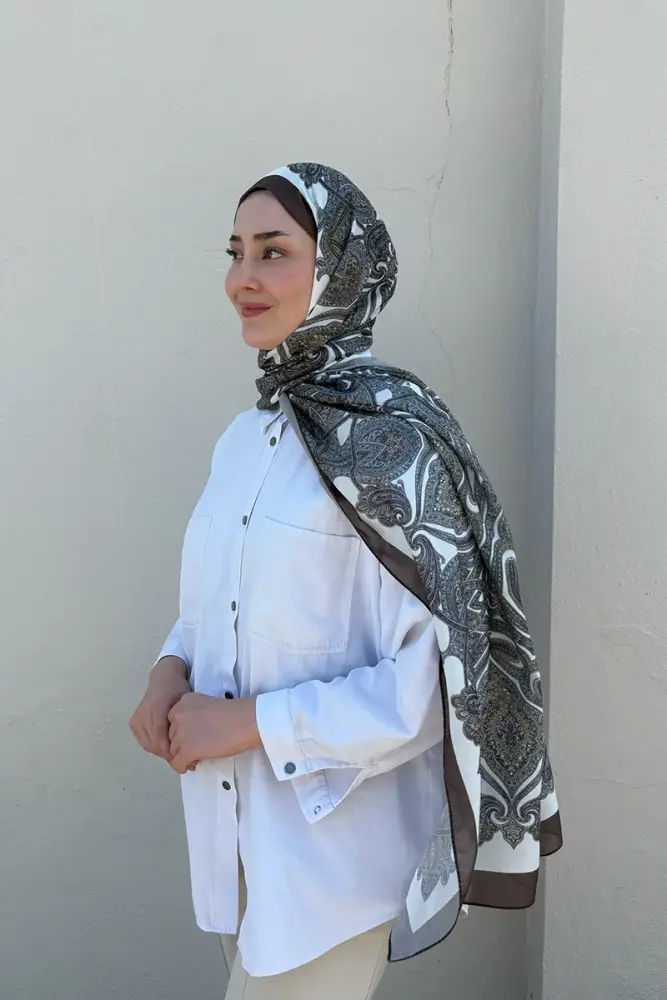 Hyper Retro Desen Şal - Kahverengi - 2