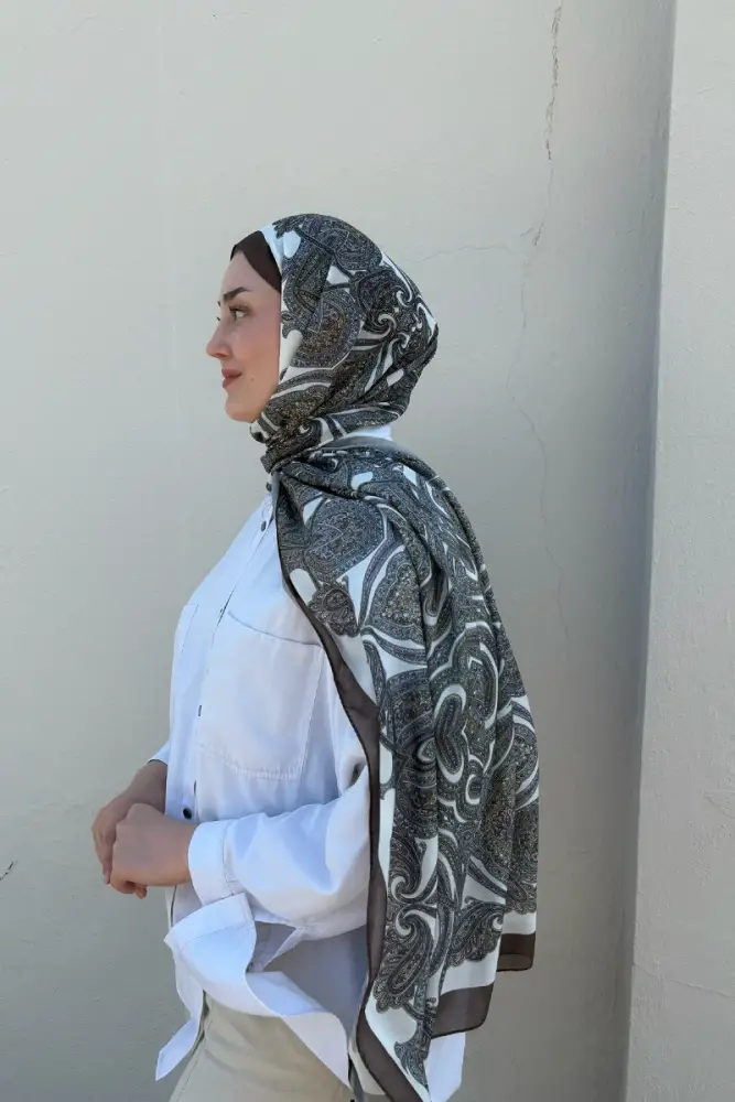 Hyper Retro Desen Şal - Kahverengi - 3