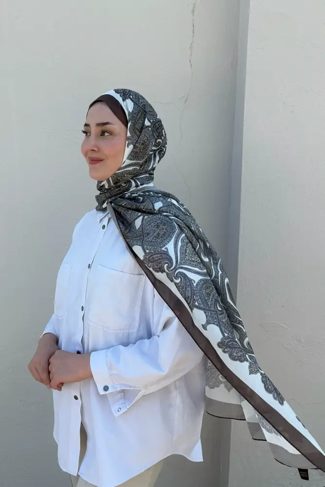 Hyper Retro Desen Şal - Kahverengi - 4