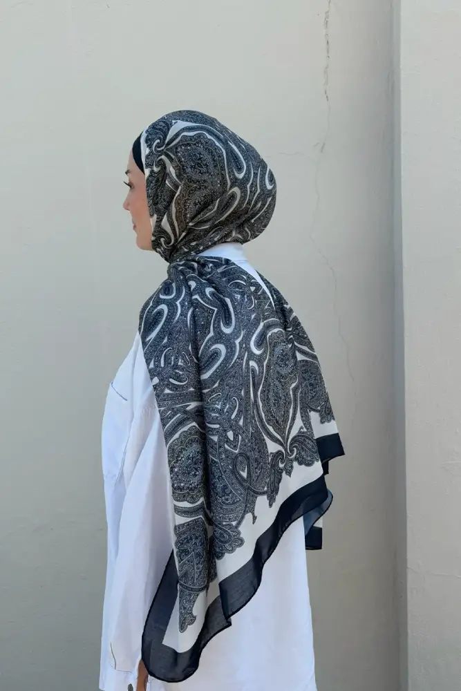 Hyper Retro Desen Şal - Lacivert - 2