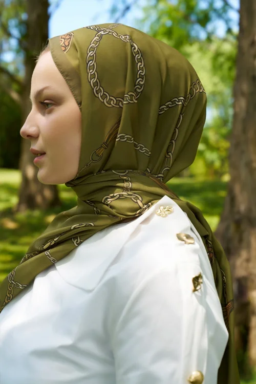 Hyper Zincir Desen Şal - Yeşil 