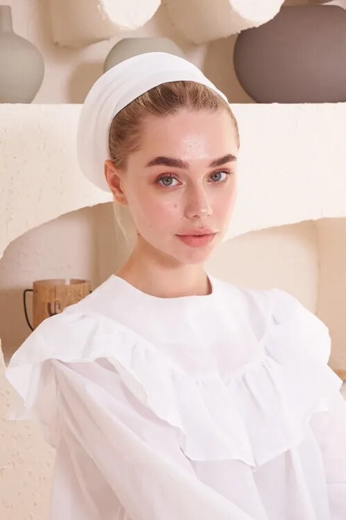 Pamuklu İç Tülbent - Beyaz - MADAME POLO