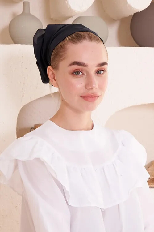 Pamuklu İç Tülbent- Siyah - MADAME POLO