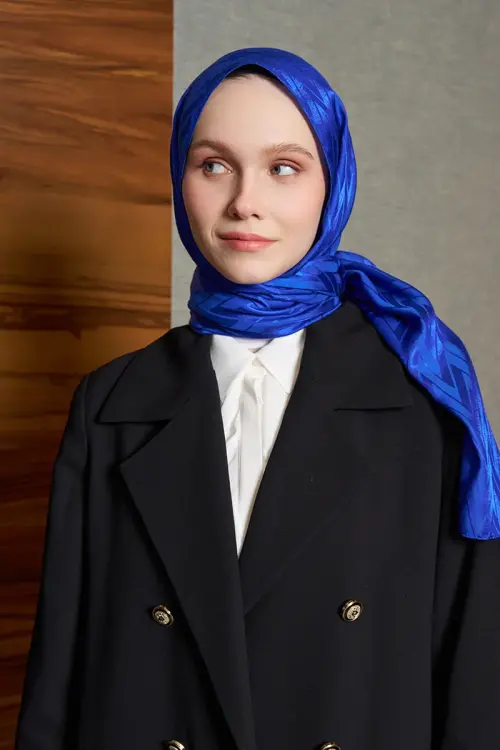 İpeksi Jakar İtalyan Şal Chevron Desen - Saks 