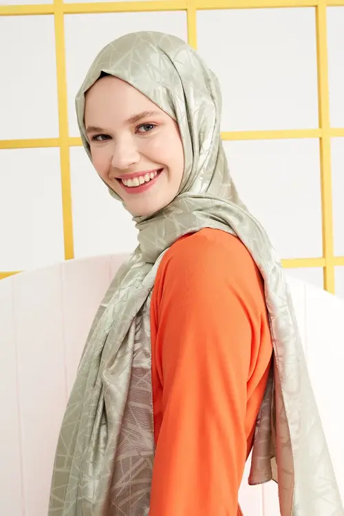 İpeksi Jakar İtalyan Şal Çizgi Desen - Soft Yeşil 