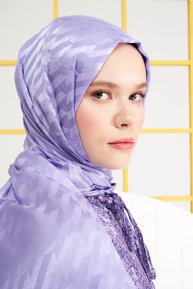 İpeksi Jakar İtalyan Şal Origami Desen - Violet - MADAME POLO