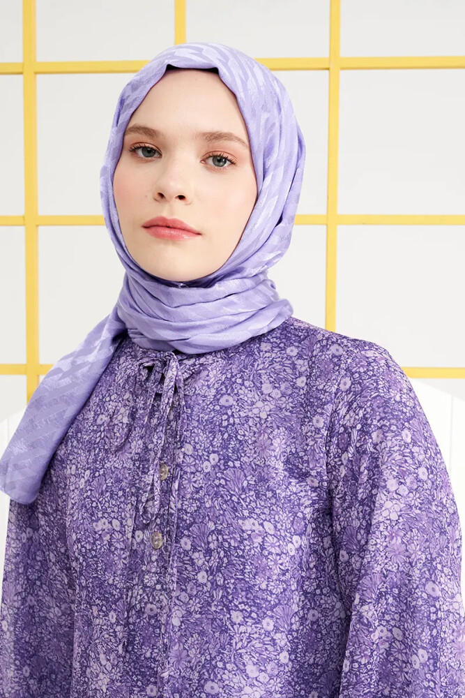 İpeksi Jakar İtalyan Şal Origami Desen - Violet - MADAME POLO