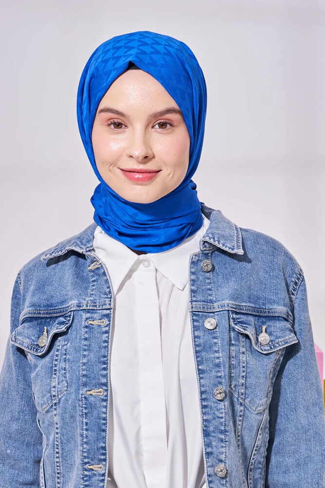 İpeksi Jakar Lara Şal Geometrik Desen - Saks - MADAME POLO