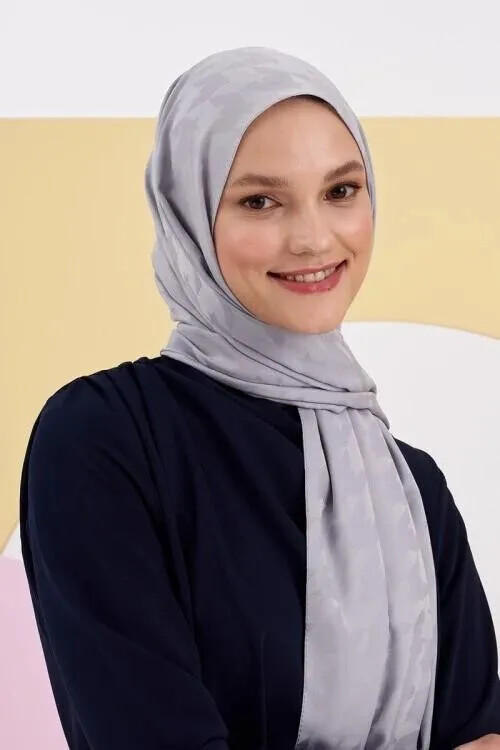 İpeksi Jakar Lara Şal Kazayağı Desen - Gri - MADAME POLO