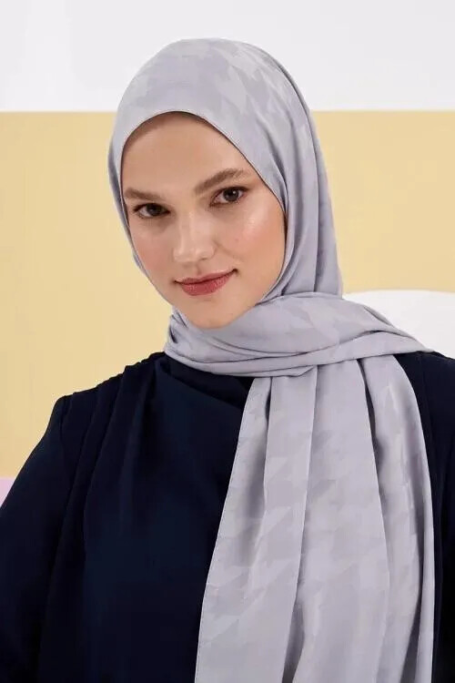 İpeksi Jakar Lara Şal Kazayağı Desen - Gri - MADAME POLO