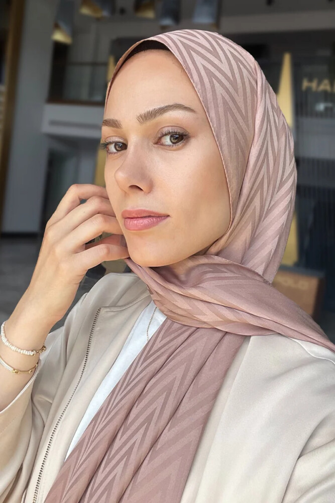 İpeksi Jakar Lisa Şal Zikzak Desen - Bronz - MADAME POLO