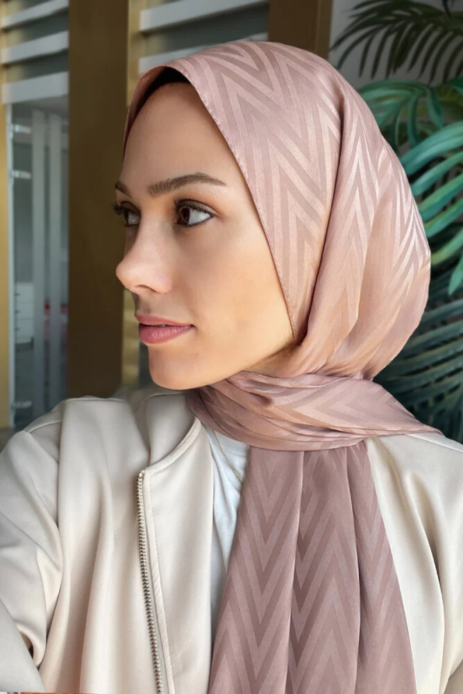 İpeksi Jakar Lisa Şal Zikzak Desen - Bronz - MADAME POLO
