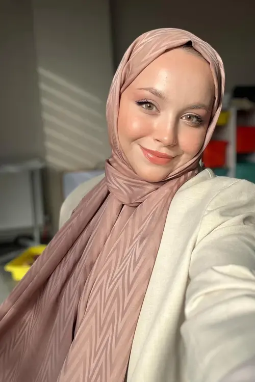 İpeksi Jakar Lisa Şal Zikzak Desen - Bronz 