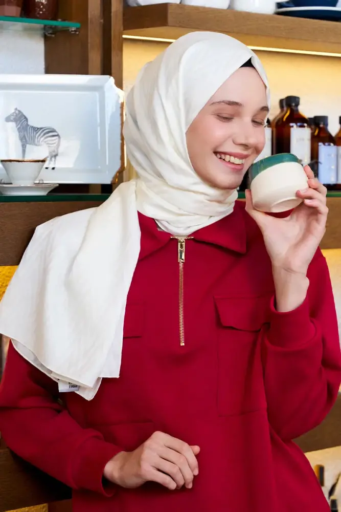 İpeksi Jakar Lisa Şal Zikzak Desen - Kırık Beyaz - 3