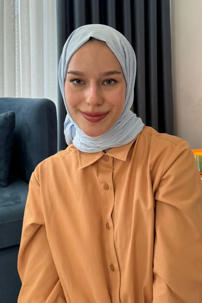 İpeksi Jakar Nova Şal Baklava Desen - Soft Mavi - MADAME POLO