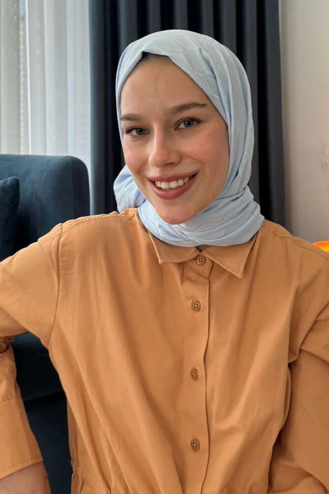 İpeksi Jakar Nova Şal Baklava Desen - Soft Mavi - MADAME POLO