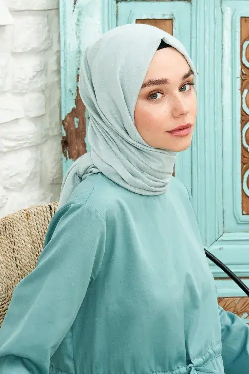 Jakar Pamuk Şal / Botanik Desen - Turkuaz Mavisi - 2