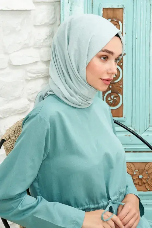 Jakar Pamuk Şal / Botanik Desen - Turkuaz Mavisi - 3