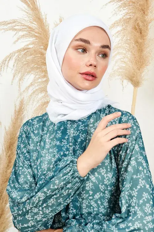 Keten Vual Eşarp - Beyaz - 3