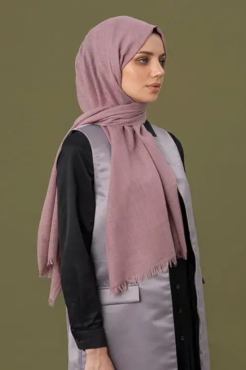 Keten Vual Şal - Pembe - 1