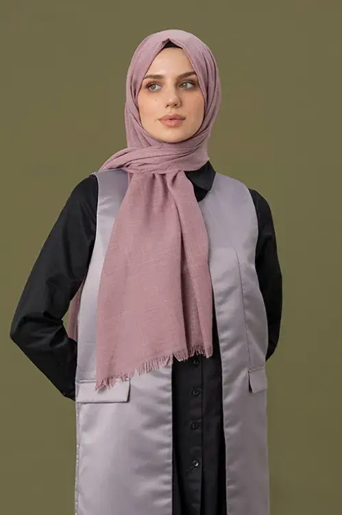 Keten Vual Şal - Pembe - 2