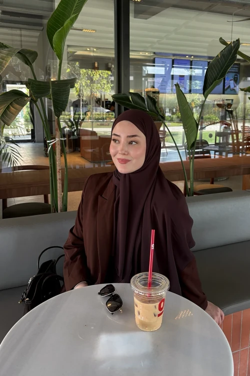 Krep Şifon Şal - Acı Kahve 