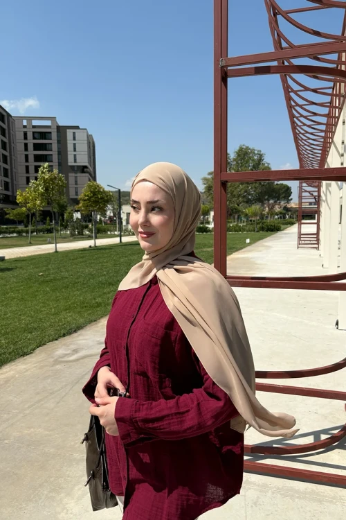 Krep Şifon Şal - Bej 