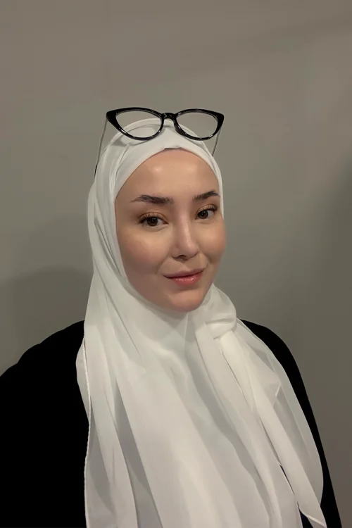 Krep Şifon Şal - Beyaz 