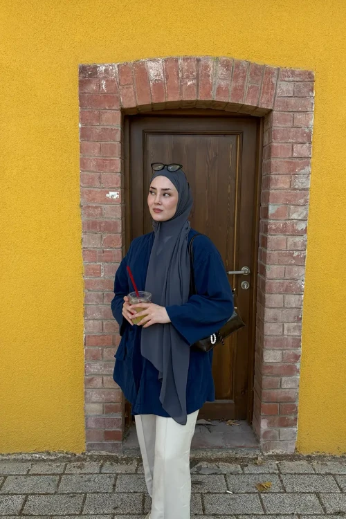 Krep Şifon Şal - Füme 