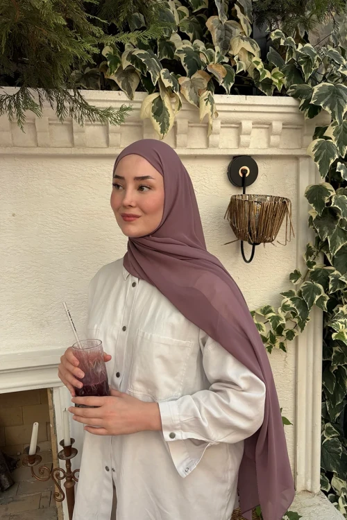 Krep Şifon Şal - Gül Kurusu 