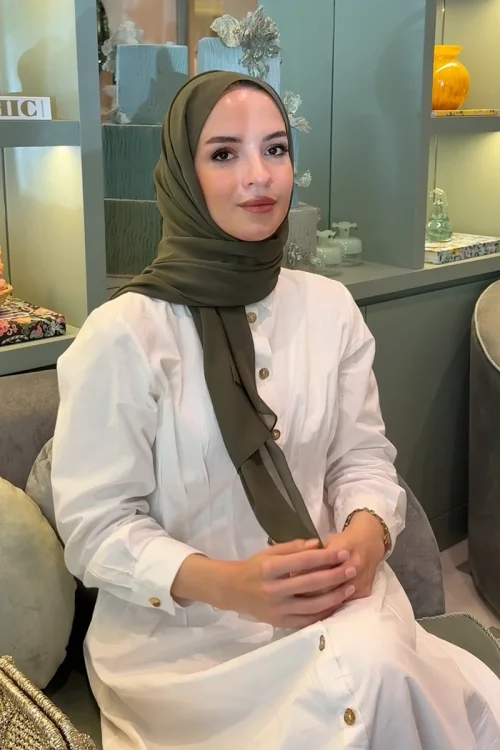 Krep Şifon Şal - Haki 