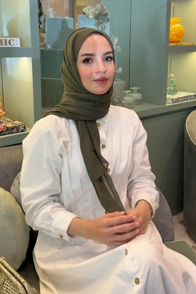 Krep Şifon Şal - Haki - 1