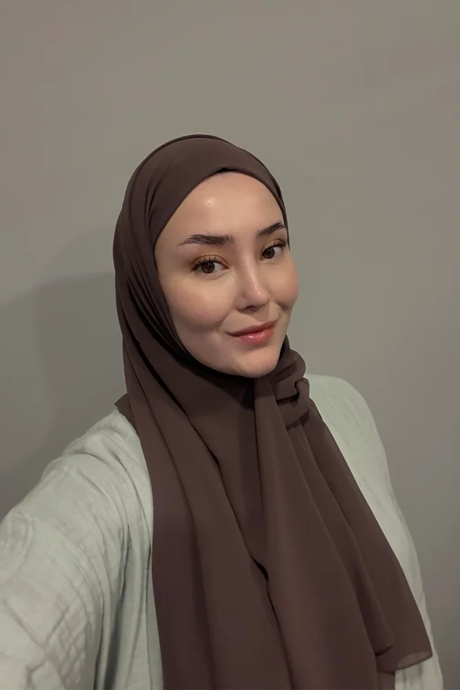 Krep Şifon Şal - Kahverengi - 4