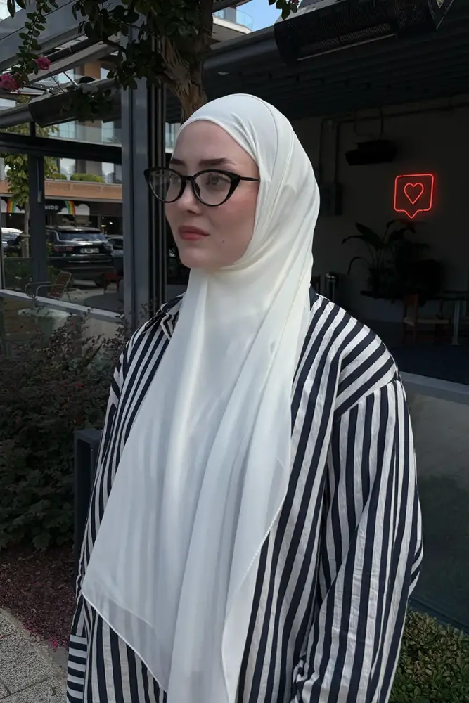 Krep Şifon Şal - Kırık Beyaz - 2