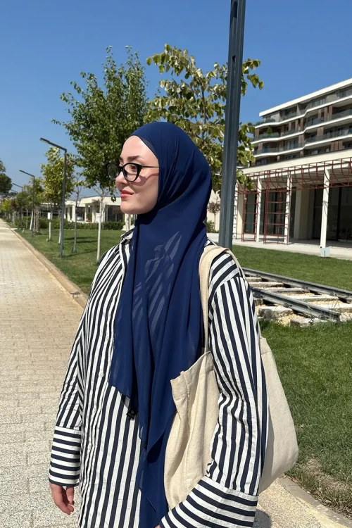 Krep Şifon Şal - Lacivert 