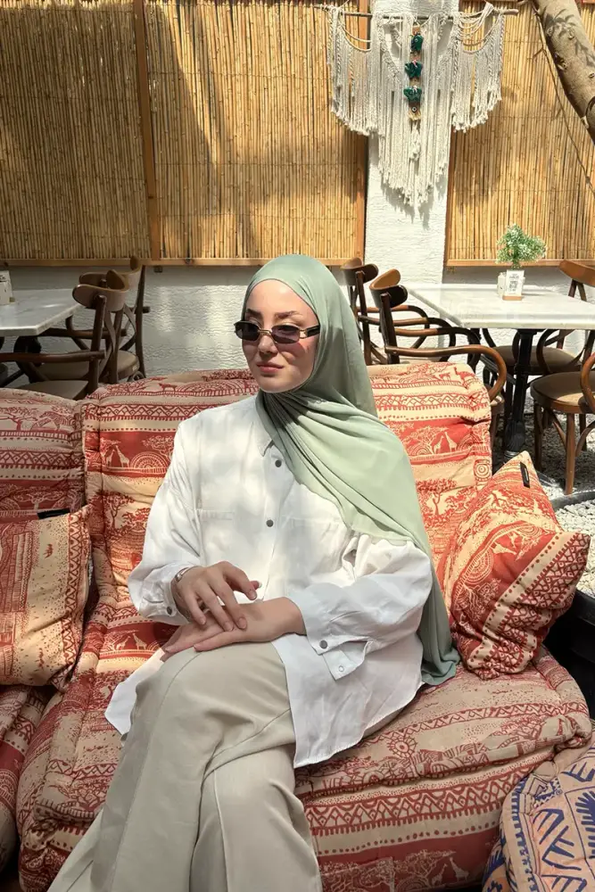 Krep Şifon Şal - Mint - 3