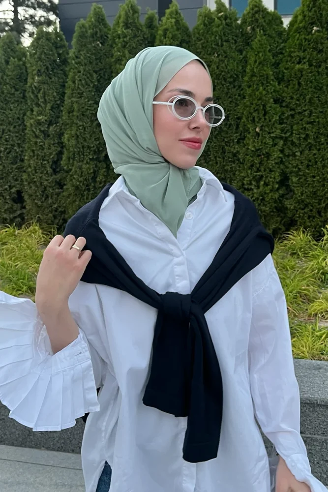Krep Şifon Şal - Mint - 1