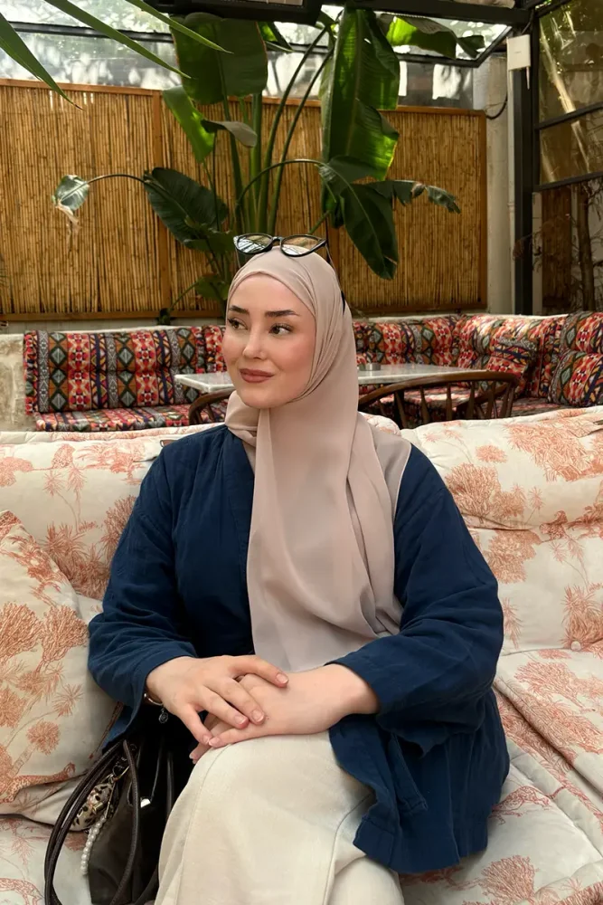 Krep Şifon Şal - Vizon - 1