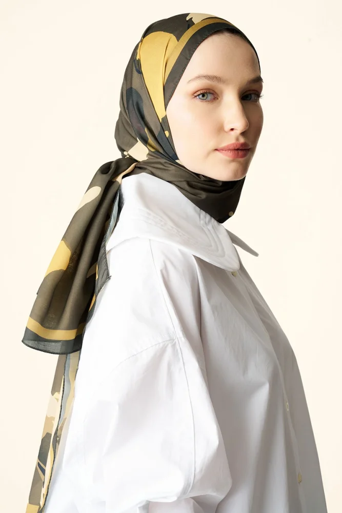 Liva Desenli Pamuk Dokulu Şal - Yeşil - 1