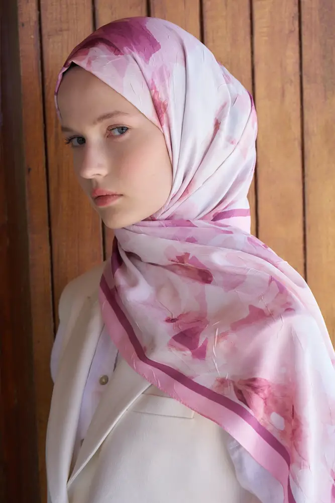 Live Garden Desen Şal - Pembe - 1